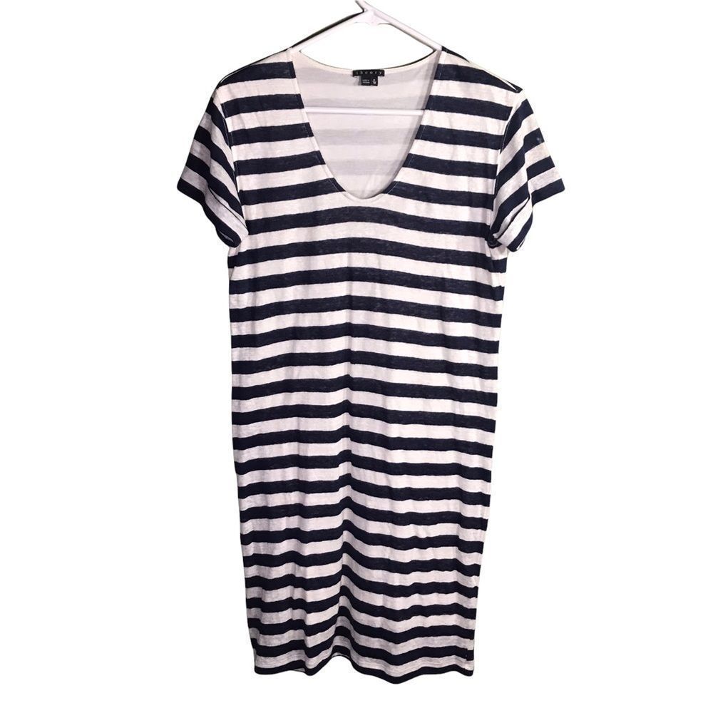 Theory Striped Linen Shirt Dress